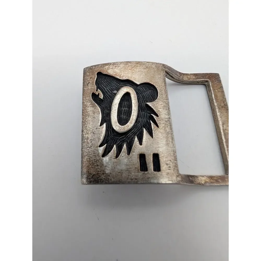 Vintage HOPICRAFT Wayne & Emory Sekaquaptewa Sterling Belt Buckle Wolf Head